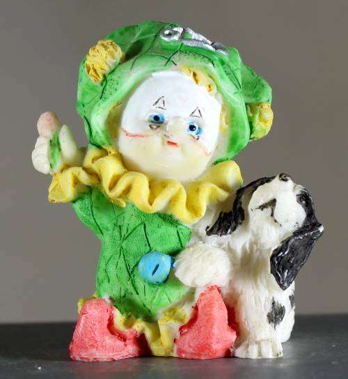 Small Clown Figurine - Baby With Puppy - BID NOW