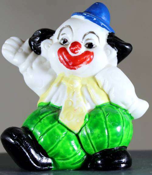 Small Clown Figurine - Waving with Large Green Pants- BID NOW