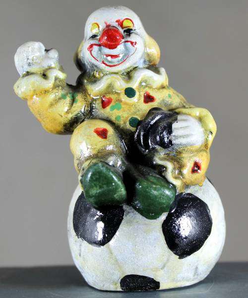 Small Clown Figurine - Sitting on a Large Ball- BID NOW