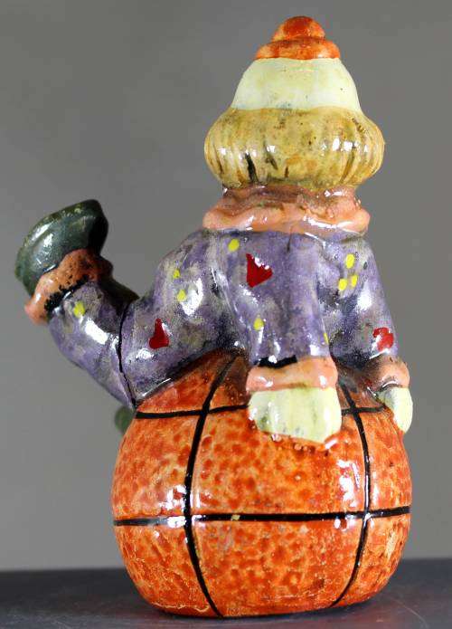 Small Clown Figurine - Sitting on a Large Ball - BID NOW