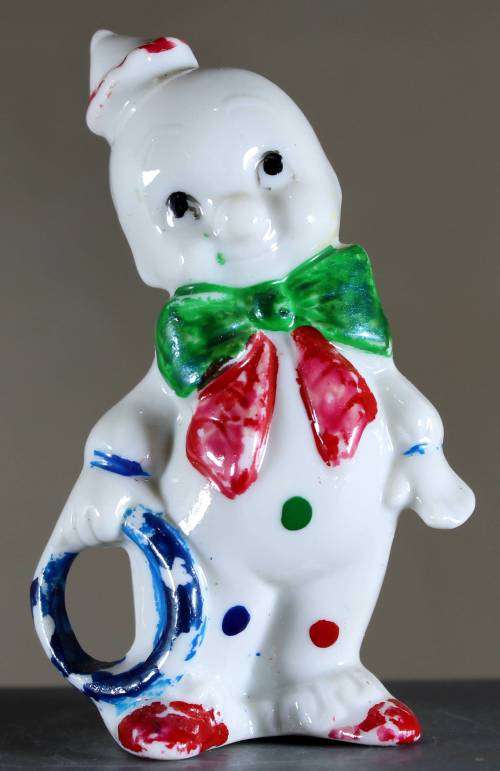 Small Clown Figurine - With Bowtie and Ring- BID NOW
