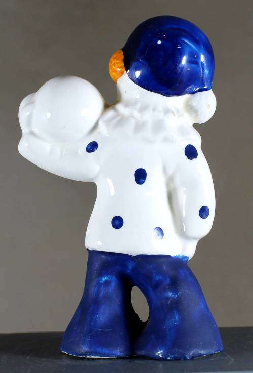 Small Clown Figurine - Holding a Soccer Ball - BID NOW