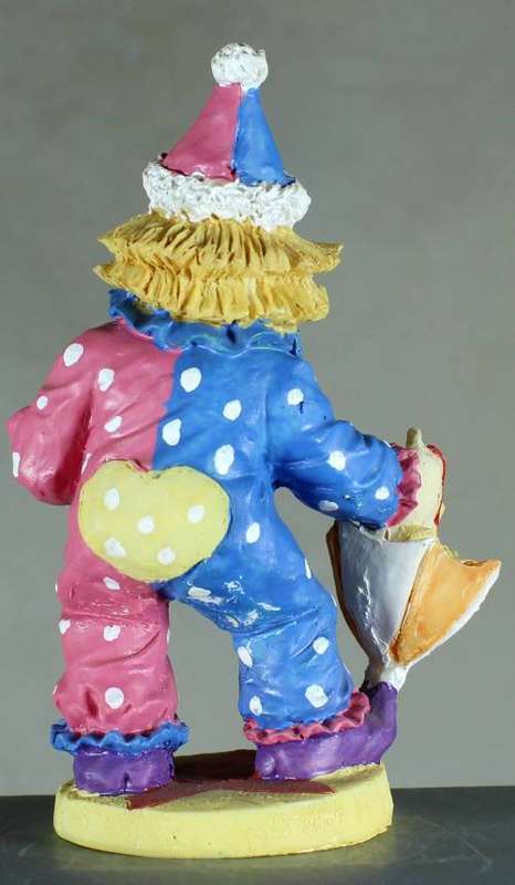 Small Clown Figurine - Holding an Umbrella and Rose - BID NOW
