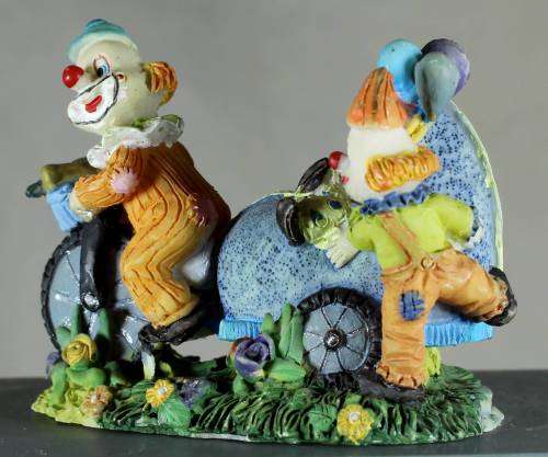 Clown Figurine - Pulling a Cart Full Of Children - BID NOW