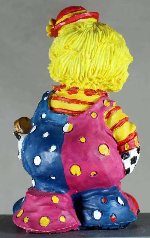 Clown Figurine - With Yellow Hair and Multi Colored Clothing - BID NOW