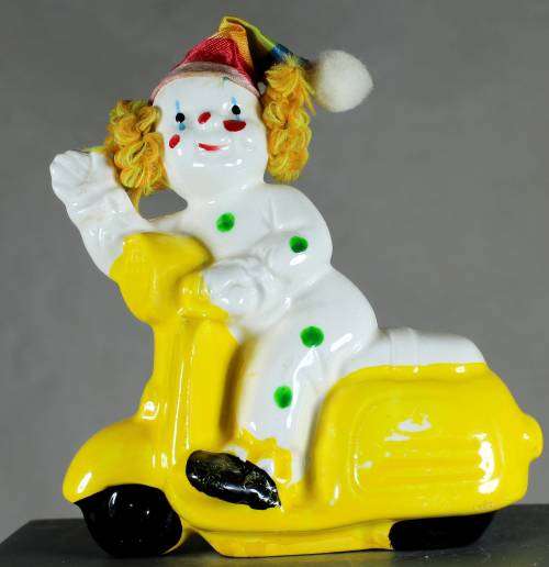 Clown Figurine - Riding a Scooter - BWA - BID NOW