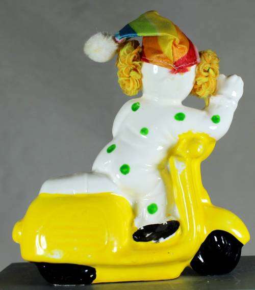 Clown Figurine - Riding a Scooter - BWA - BID NOW