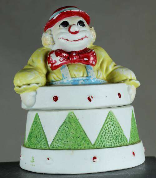 Clown Figurine - Lidded Container - BID NOW