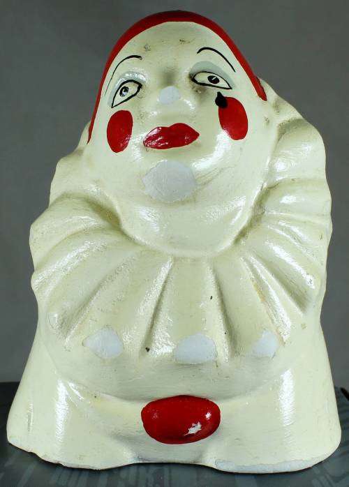 Clown Figurine -  Chalkware - White Face - BID NOW