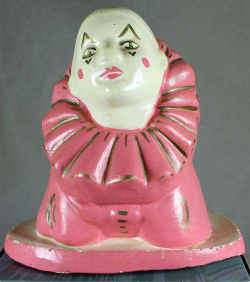 Clown Figurine -  Chalkware - Pink Face - BID NOW