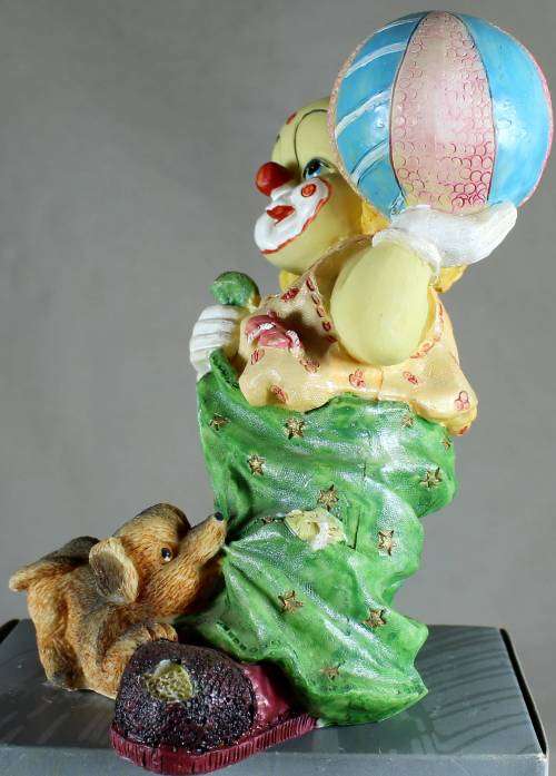 Clown Figurine - With Large ball and Playful Puppy - BID NOW