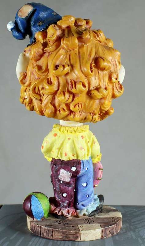 Clown Figurine - Bobble Head With Heart and Flowers - BID NOW