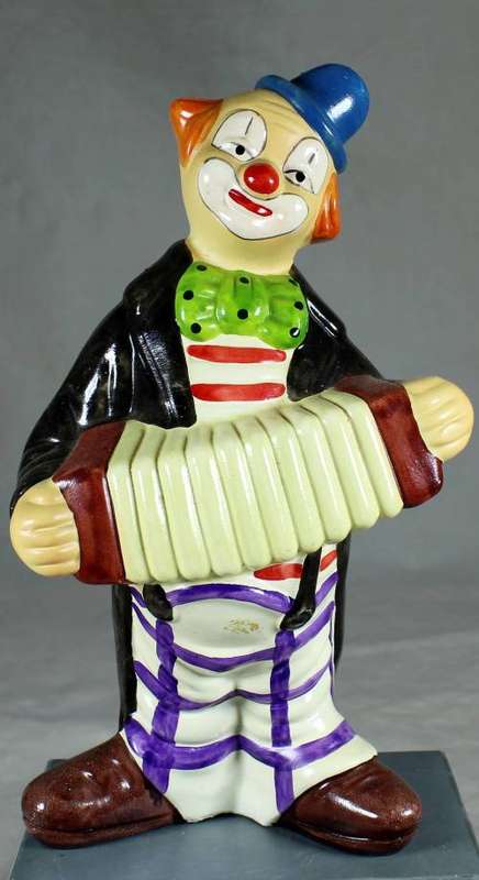Large Clown Figurine - Playing a Concertina - BID NOW