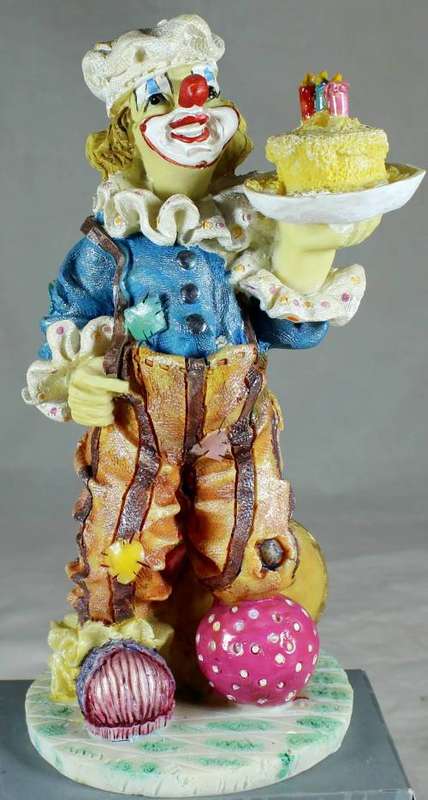 Large Clown Figurine - With a Birthday Cake - BID NOW