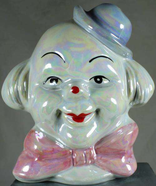 Clown figurine piggy bank with bow-tie