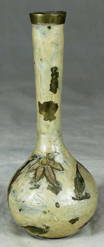 Cloisonne style solid brass posy vase