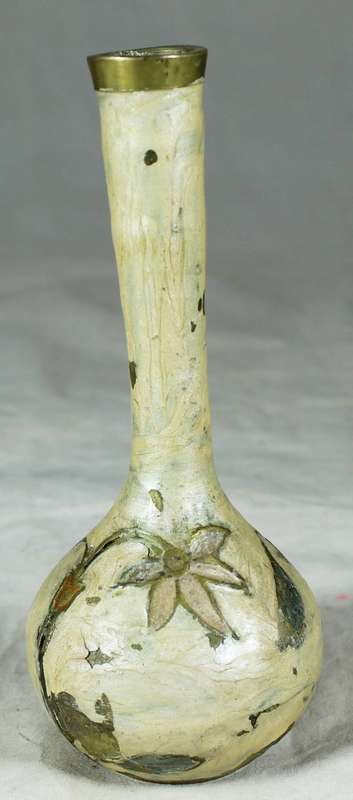 Cloisonne style solid brass posy vase