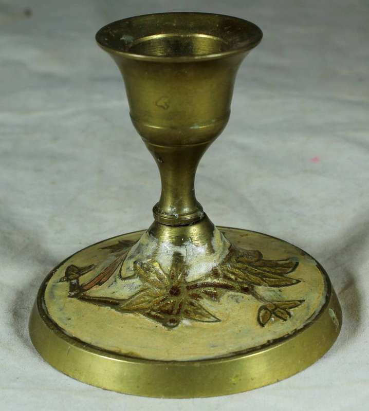 Cloisonne style solid brass candle holder
