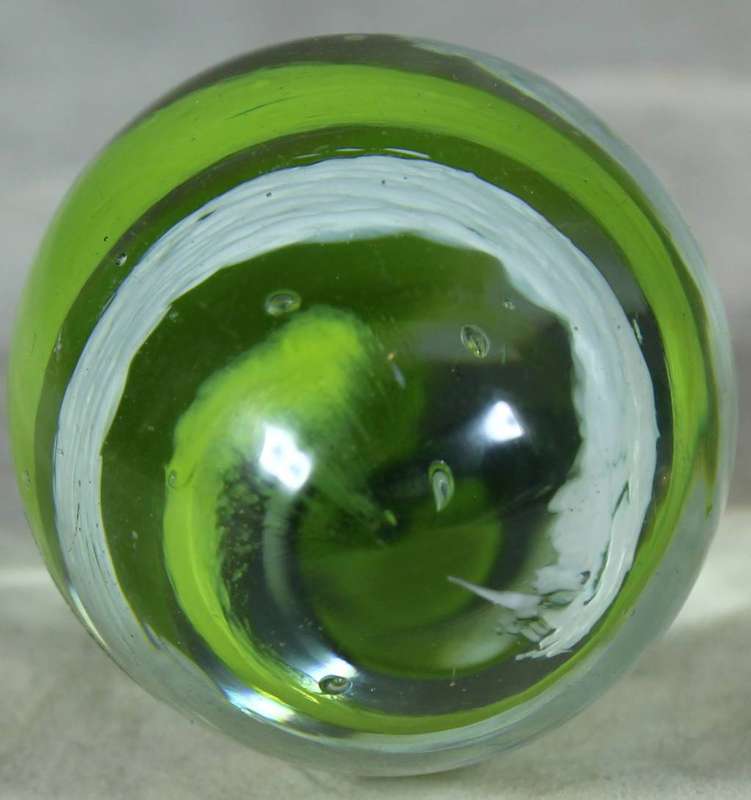 Ngwenya glass egg with green and white swirls