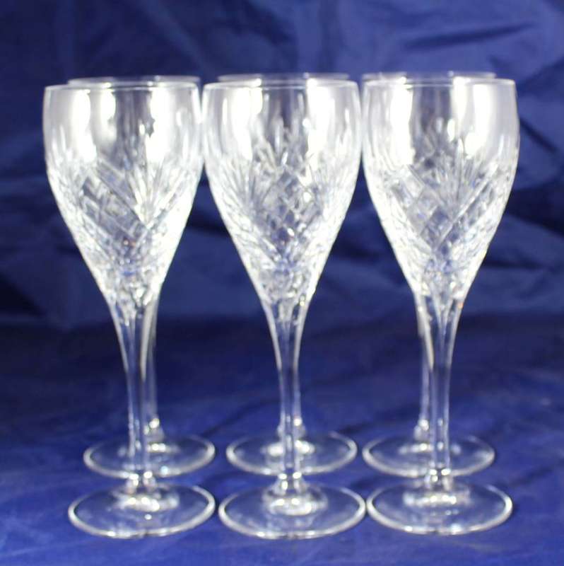 Set of 6 of Crystal White Wine Glasses