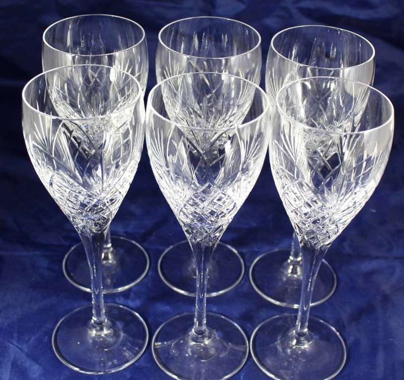 Set of 6 of Crystal White Wine Glasses