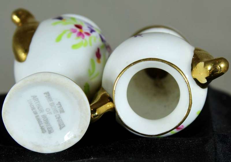 Miniature  Arthur Bowker fine bone china vases