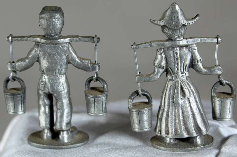 Miniature - pewter boy & girl carrying water
