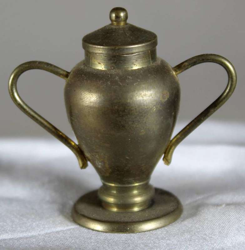Miniature brass two handled container