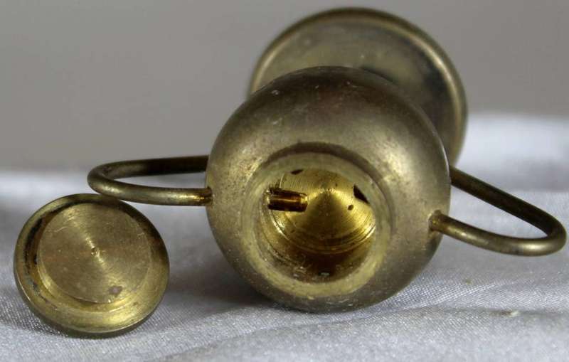 Miniature brass two handled container