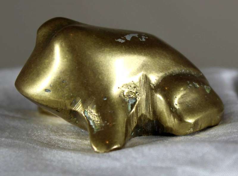 Miniature brass frog