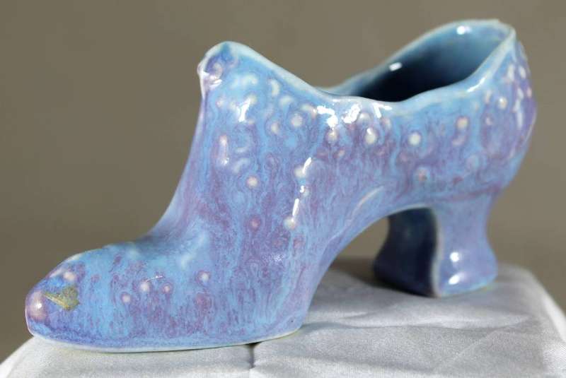 Blue high heel porcelain shoe