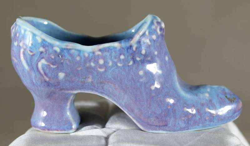 Blue high heel porcelain shoe