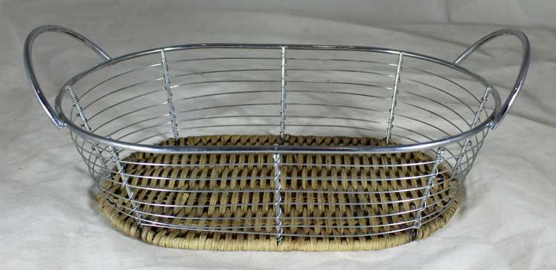 Metal and Cane Bread Basket