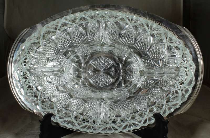 Silver Plated Serving Dish with Relish Tray - In Box