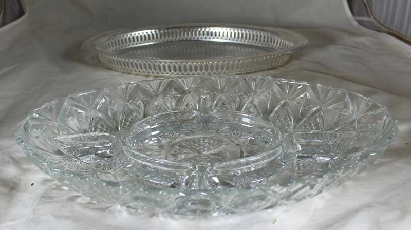Silver Plated Serving Dish with Relish Tray - In Box