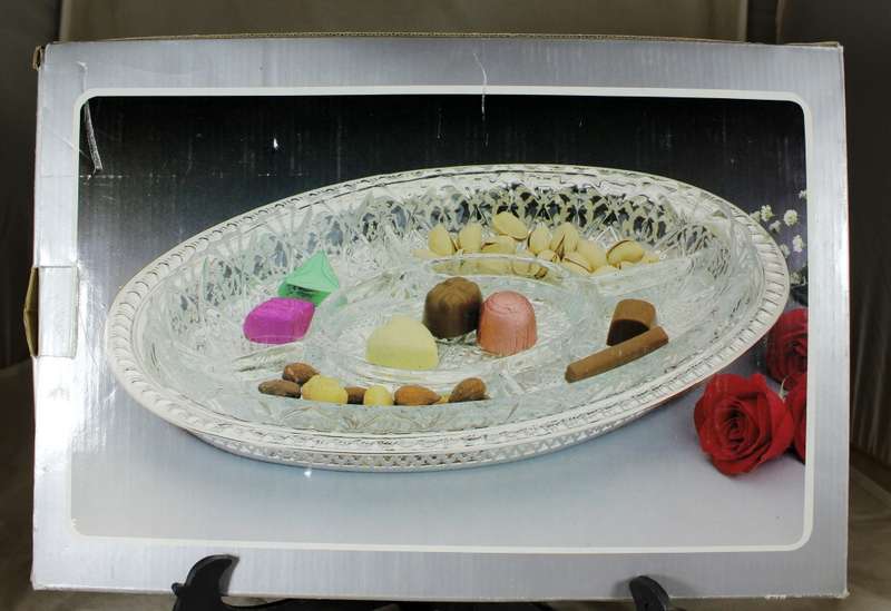 Silver Plated Serving Dish with Relish Tray - In Box
