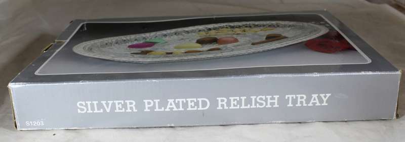 Silver Plated Serving Dish with Relish Tray - In Box