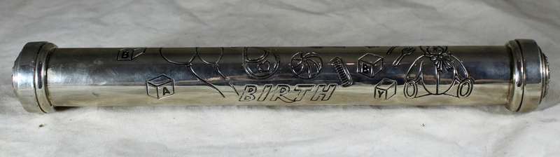 Silver Plated Birth Certificate - Cylinder Holder