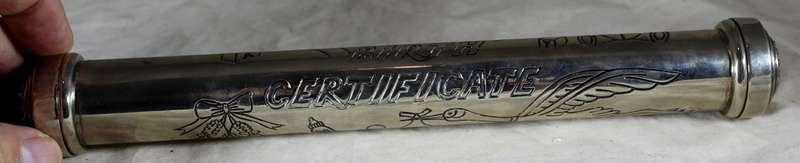 Silver Plated Birth Certificate - Cylinder Holder