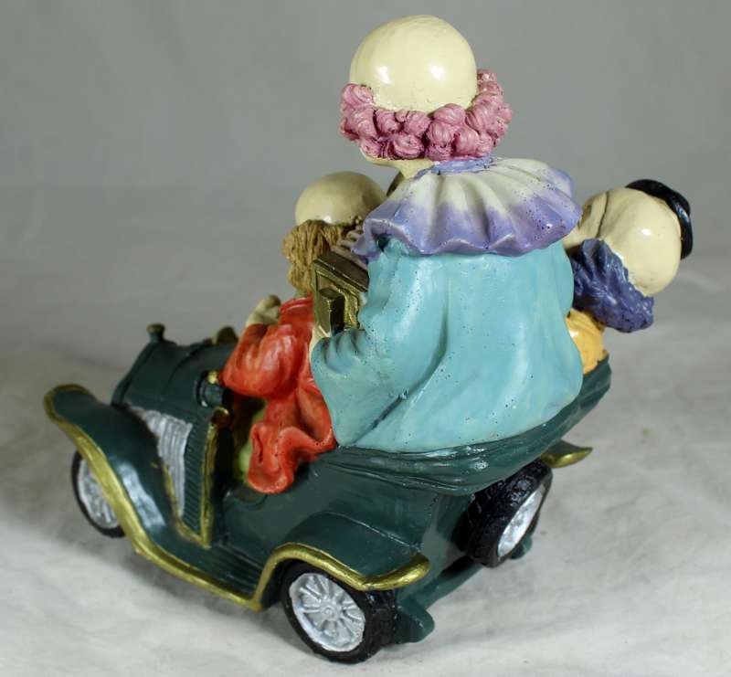 4 Musical Clowns with Dog in Open Car