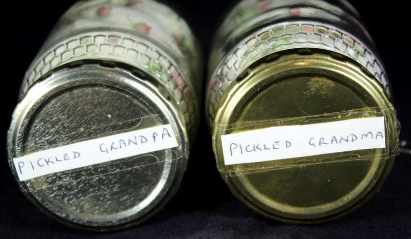 Pickled grandma & grandpa in bottle