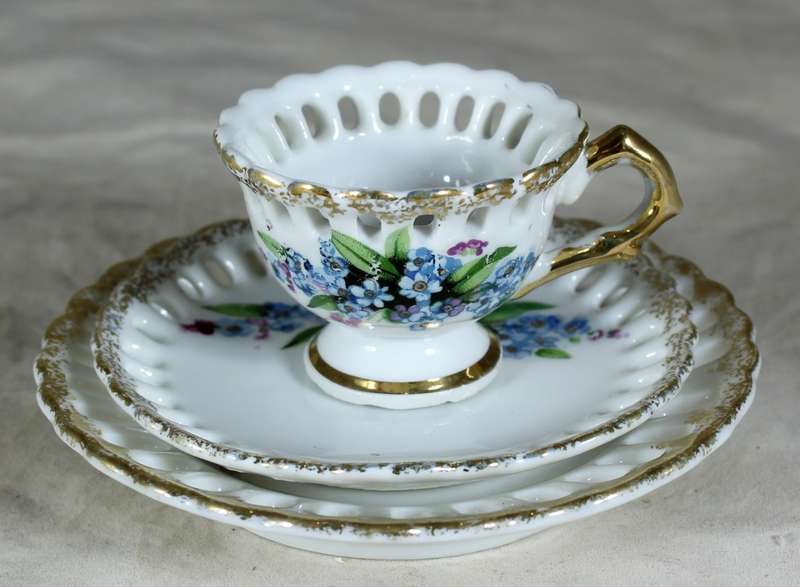 Miniature trio - cup, saucer & side plate