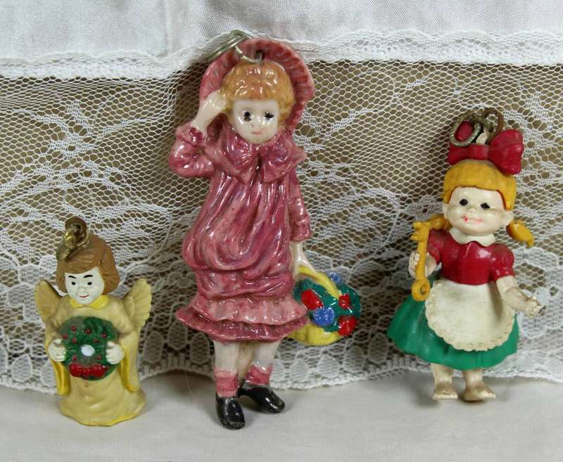 Set of three miniature pendants (two girl & one angel)