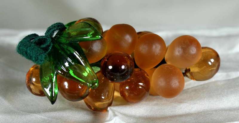 Amber clear and orange frosted glass grapes