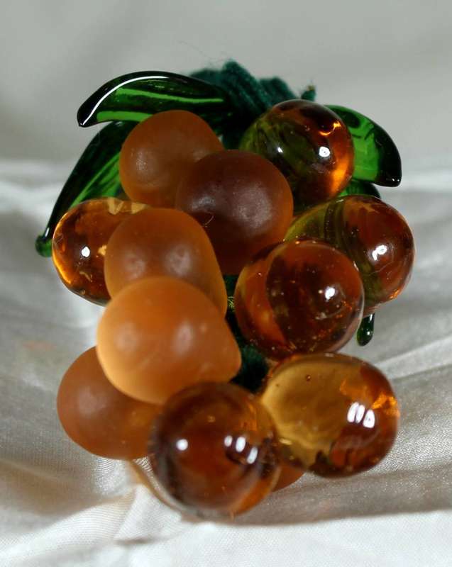 Amber clear and orange frosted glass grapes