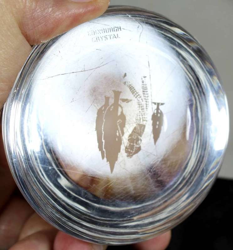Edinburg crystal glass paperweight - golf player