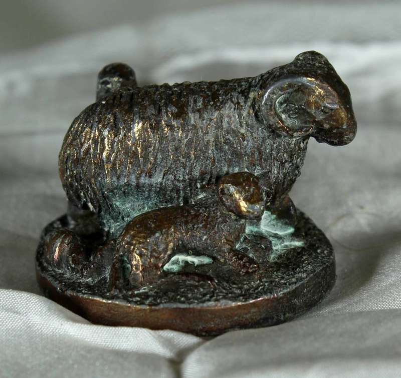 Brass ram with lamb