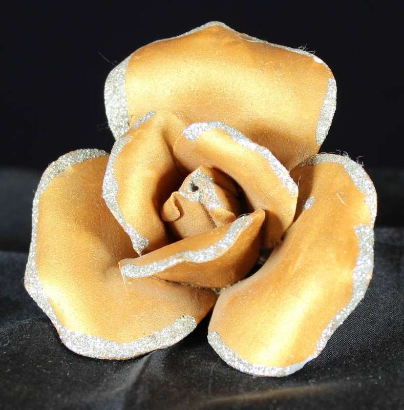 Golden rose with silver glitter ornament