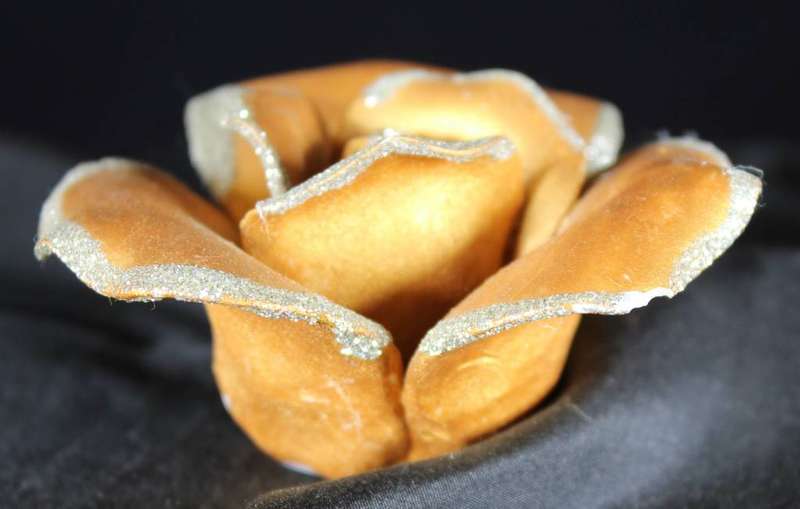 Golden rose with silver glitter ornament