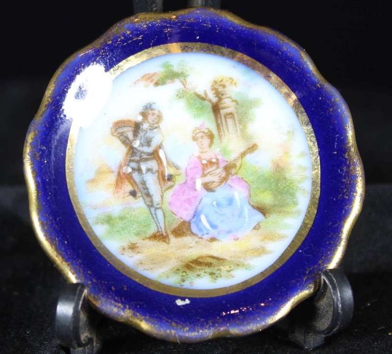 Miniature limoges plate with Victorian couple